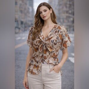 NWOT Moulinette Soeurs Anthropologie Silk Butterfly Blouse Flutter Sleeve Size 4